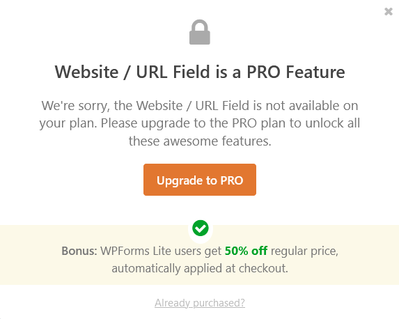 URL هو حقل محترف في WPForms