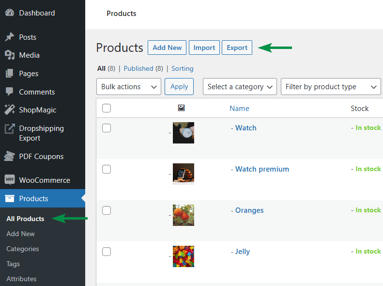 Exportieren Sie Produkte in WooCommerce – eine integrierte Option