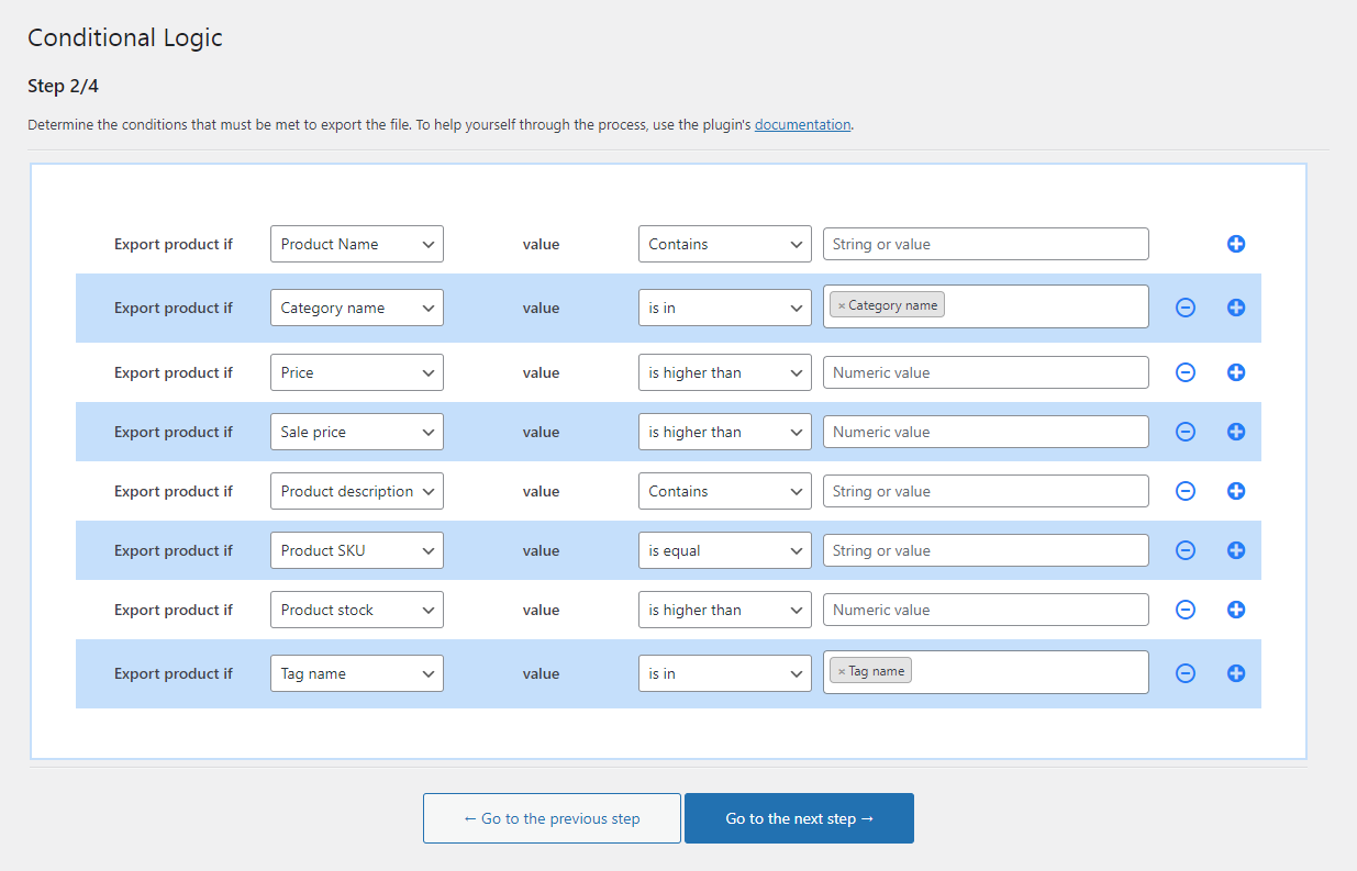 Bedingte Logik für den Produktexport in WooCommerce