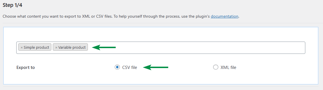 Wählen Sie den Produkttyp und das Dateiformat