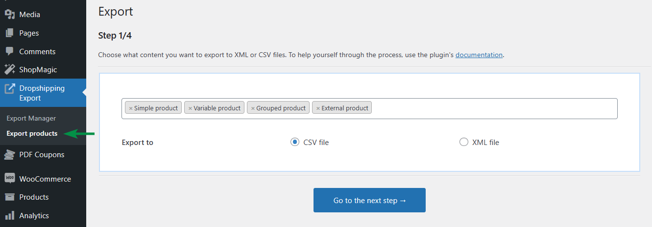 Exportieren Sie WooCommerce-Produkte mit einem Plugin