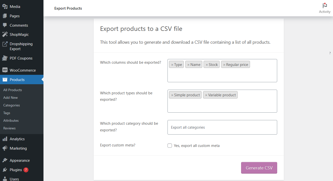 Exportieren Sie Produkte mit einem WooCommerce-Exporteur
