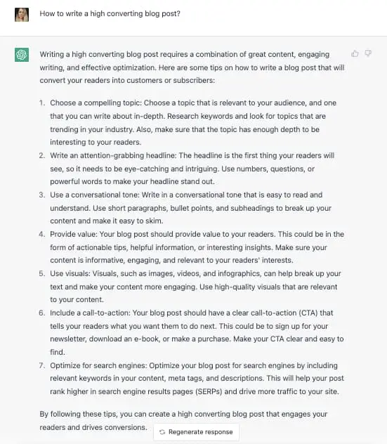 ChatGPT Nasıl Yapılır Örneği; yüksek dönüşüm sağlayan bir blog yazısı nasıl yazılır?