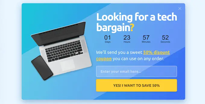 Anteprima popup OptinMonster OptinMonster countdown timer