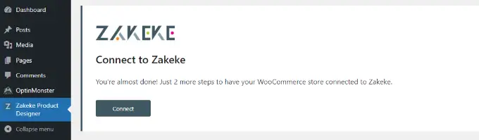 Collega l'account Zakeke Connect Zakeke