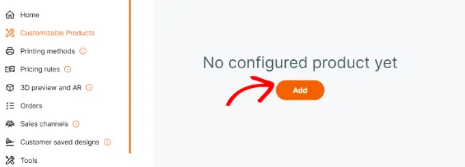 Avvia Configuratore di prodotto Add your custom product