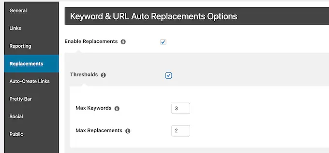 O recurso de link automático no Pretty Links