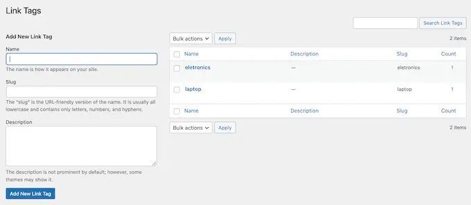 Como organizar seus links de afiliados em tags e categorias no WordPress