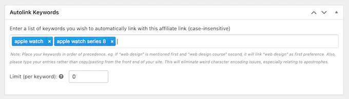 Palavras-chave com links automáticos usando ThirstyAffiliates