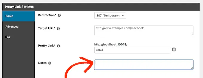 Adicionando notas a um URL de afiliado