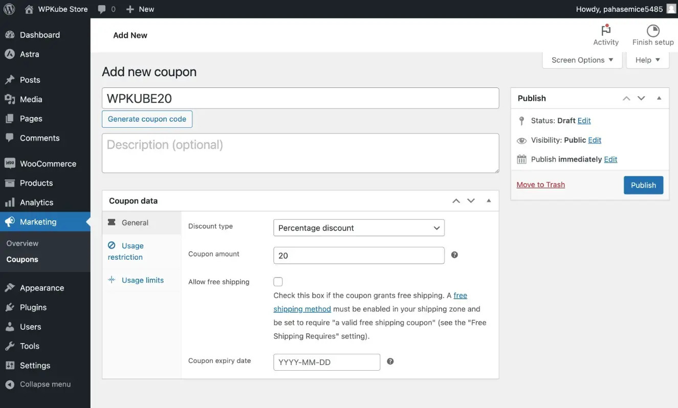 WooCommerce fügt Coupon-Schnittstelle hinzu