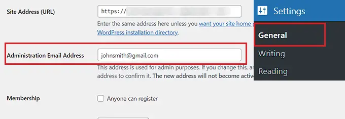Проверьте электронную почту администратора Check the admin email