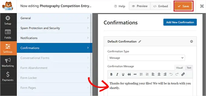Изменить подтверждающее сообщение Change the confirmation message