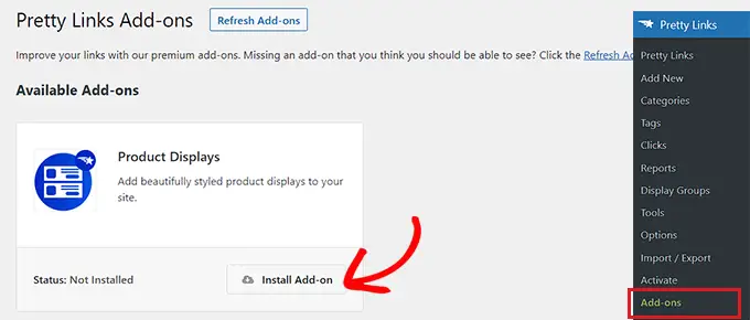 Instalați și activați suplimentul Product Displays Install and activate the Product Displays addon