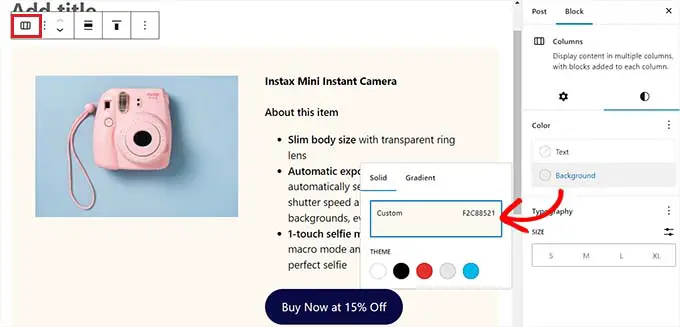 Alegeți o culoare de fundal pentru caseta afiliată produsului Choose a background color for the product affiliate box