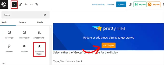 Adăugați caseta de afișare a produsului PL Add the PL Product Display box