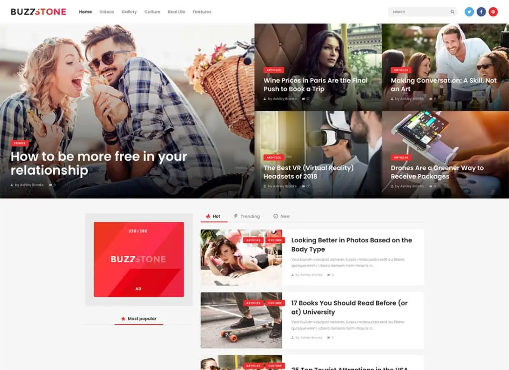Buzz Stone - Tema WordPress pentru reviste și bloguri virale