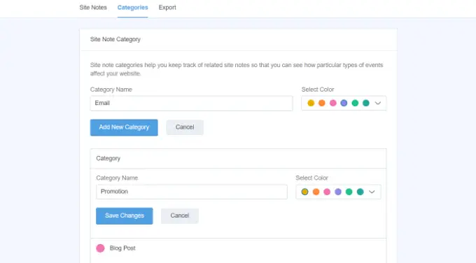 サイトメモのカテゴリを編集する Edit site note categories