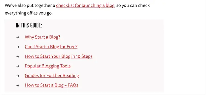 Contoh daftar isi blog An example of blog's table of contents