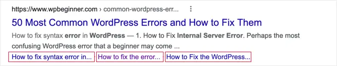 Tautan daftar isi di hasil penelusuran Google Table of contents links in Google search results