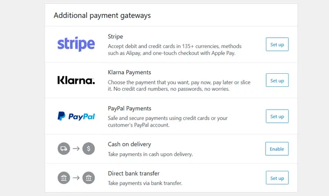 Metodi di pagamento WooCommerce woocommerce payment gateways