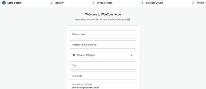 Installazione guidata di WooCommerce WooCommerce setup wizard