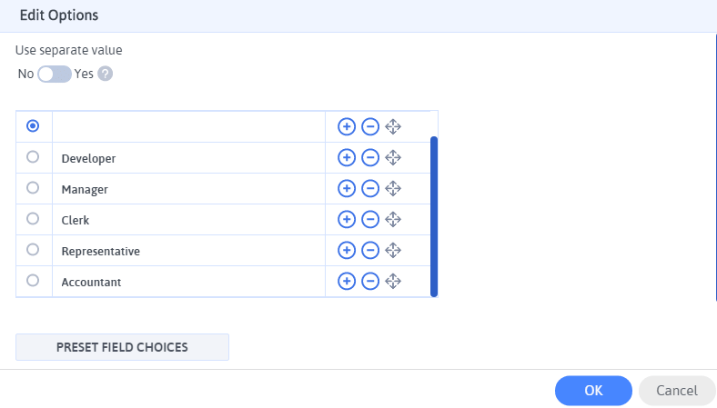 ARForms 필드 관리 옵션