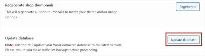 更新 WooCommerce 數據庫 Update the WooCommerce database