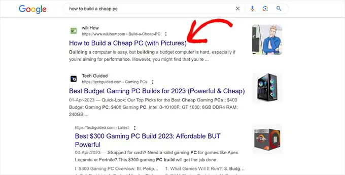 搜索結果中的標題 Headlines in search results
