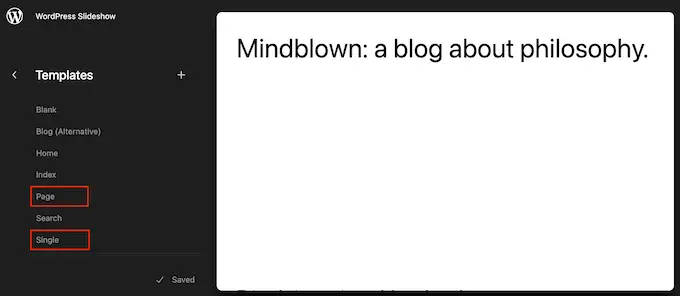 選擇基於 WordPress 塊的模板 Choosing a WordPress block-based template
