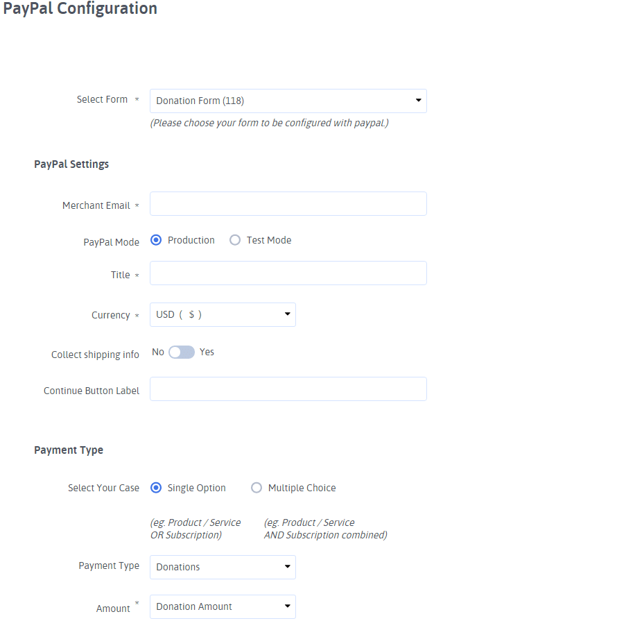 Configurazione PayPal