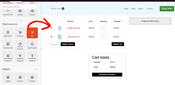 เพิ่มบล็อกรถเข็น Add the cart block