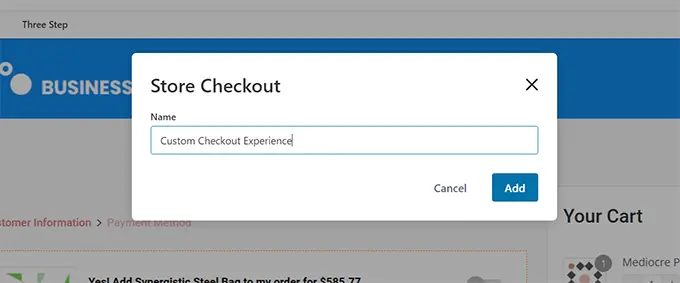 ตั้งชื่อรถเข็นแบบกำหนดเองของคุณ Give your custom cart a name