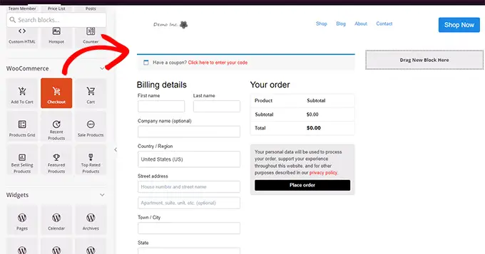 เพิ่มบล็อกการชำระเงิน Add checkout block