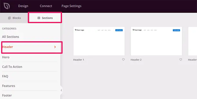 เพิ่มส่วนหัว Add header section