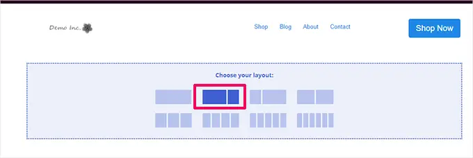 เลือกเค้าโครง Choose layout
