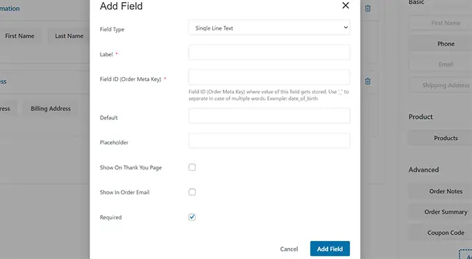 สร้างช่องชำระเงินแบบกำหนดเอง Create a custom checkout field