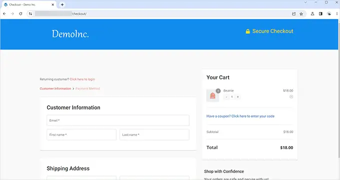 แสดงตัวอย่างหน้าชำระเงินที่กำหนดเอง Previewing custom checkout page