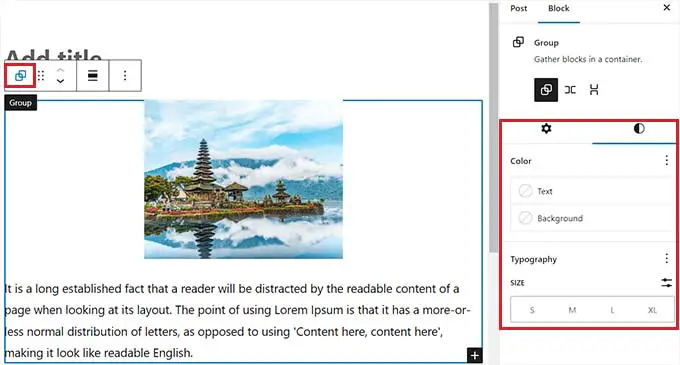 Configurați setările blocului de grup Configure the settings of the Group block