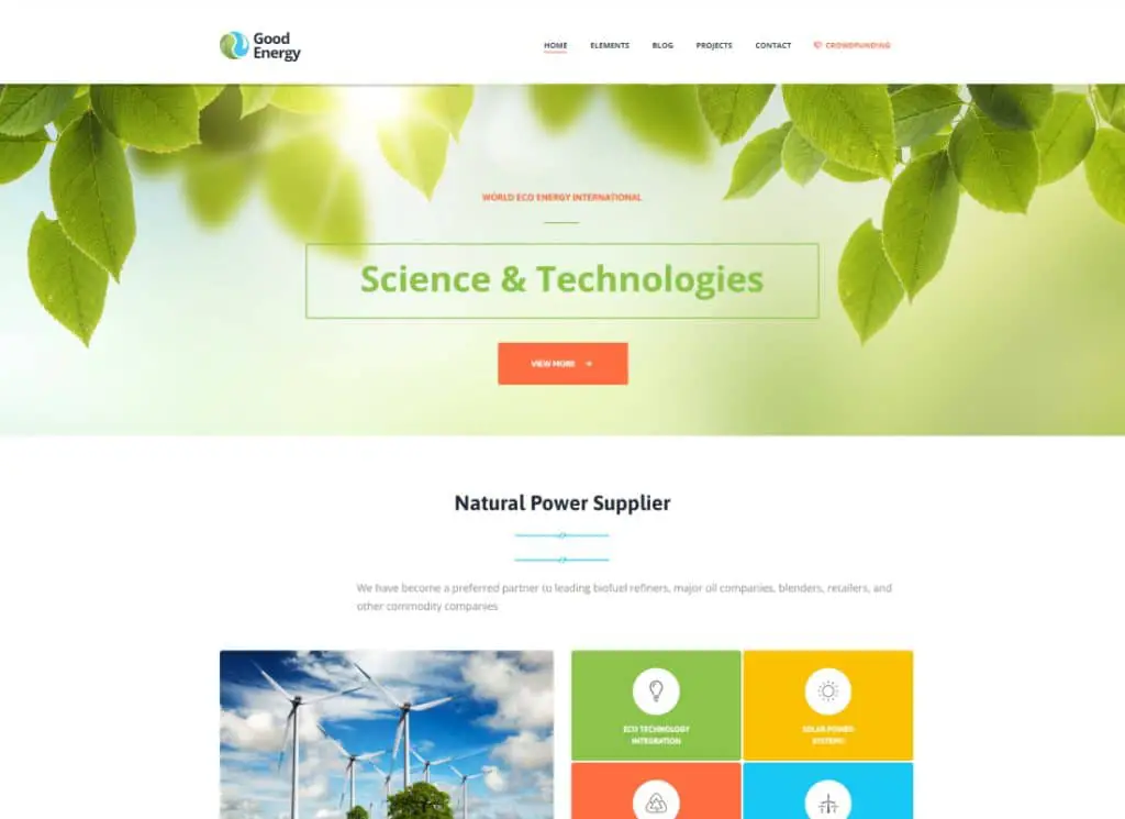 Good Energy - Tema WordPress per l'ecologia e l'energia rinnovabile