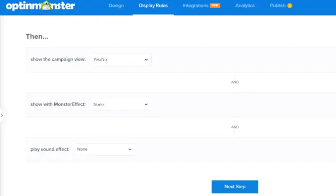 Sélectionnez la vue pour votre campagne Add sound effects to campaign