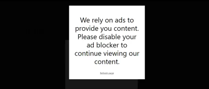 Fenêtre contextuelle AdBlock Disable AdBlock message