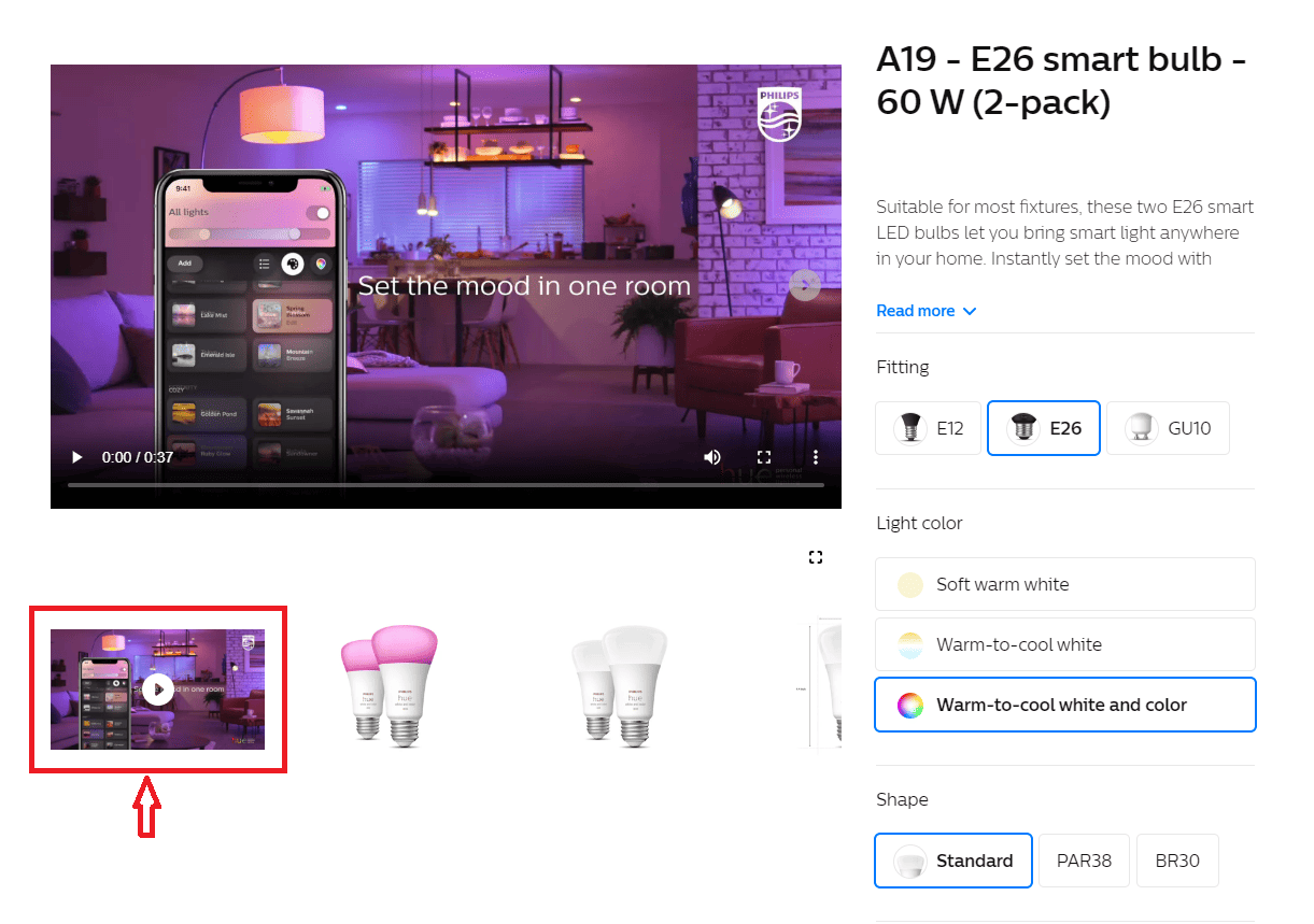 Videoclipul produsului WooCommerce