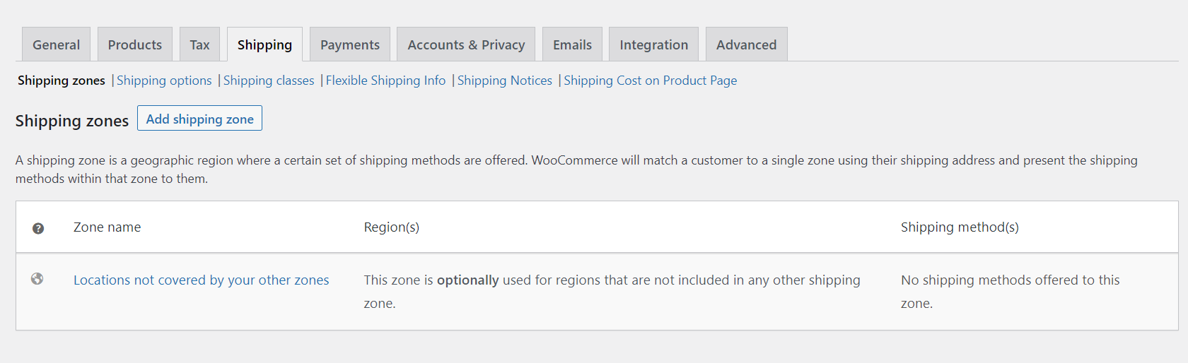 Zone de expediere WooCommerce