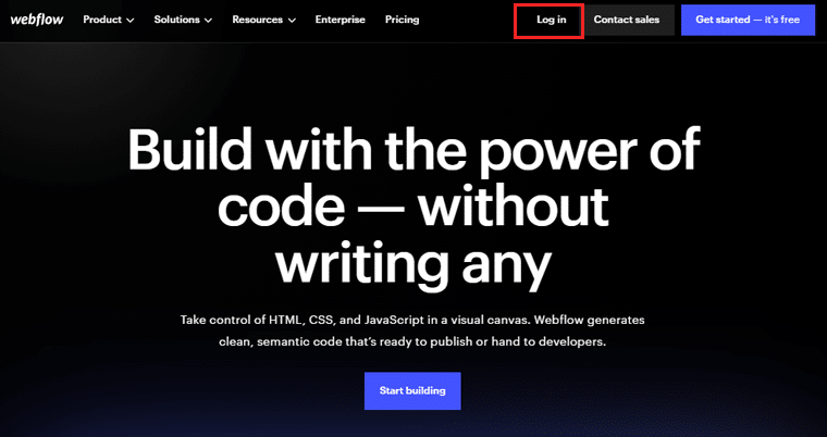 คลิกที่ปุ่มเข้าสู่ระบบ - สร้างบล็อกด้วย Webflow