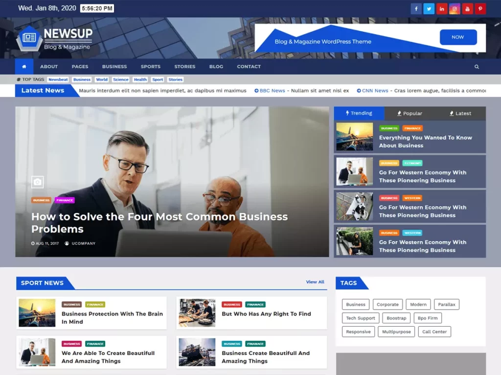 免费 Newsup WordPress 主题