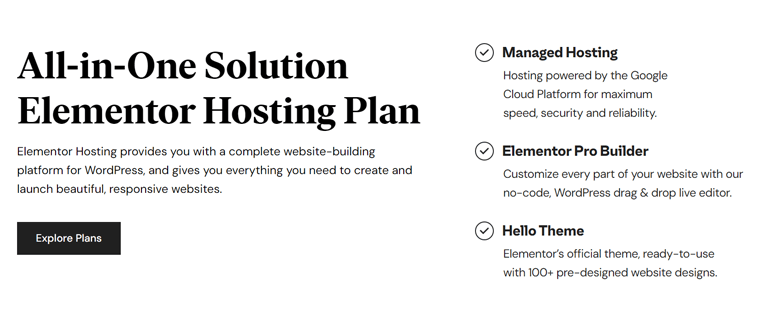 Soluție all-in-one a Elementor Hosting