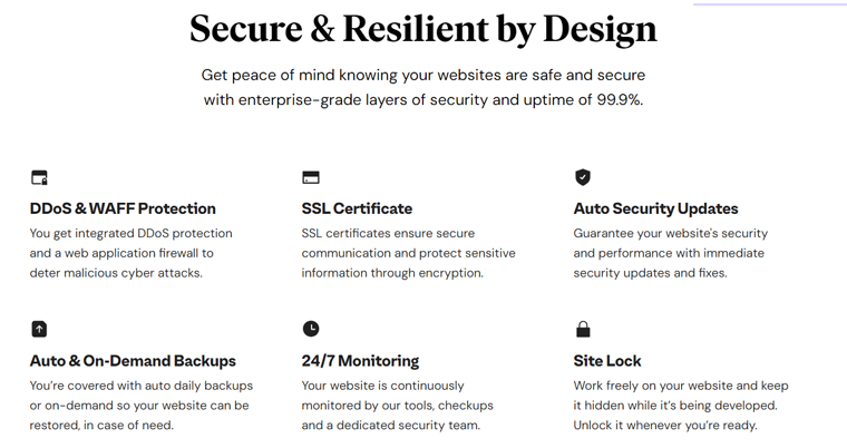 Caracteristici de securitate Elementor Hosting