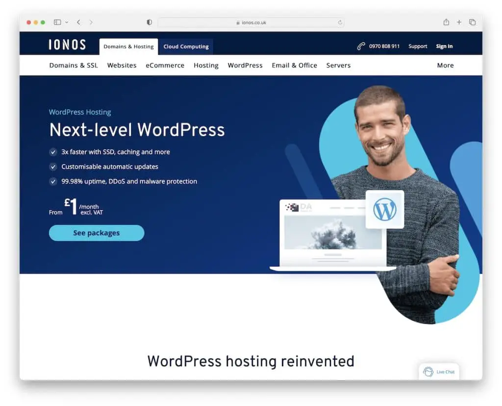1 和 1 ionos 英国 WordPress 托管
