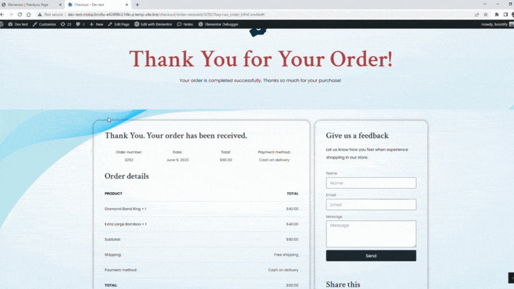 صفحة تأكيد طلب WooCommerce